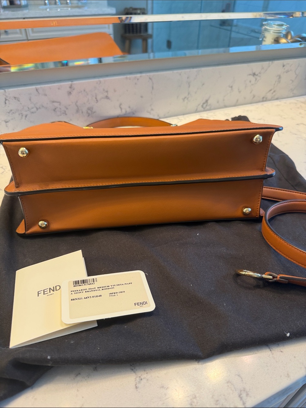 Fendi Peekaboo Leather Top-Handle Satchel with Gold Hardware - Picture 3 of 4